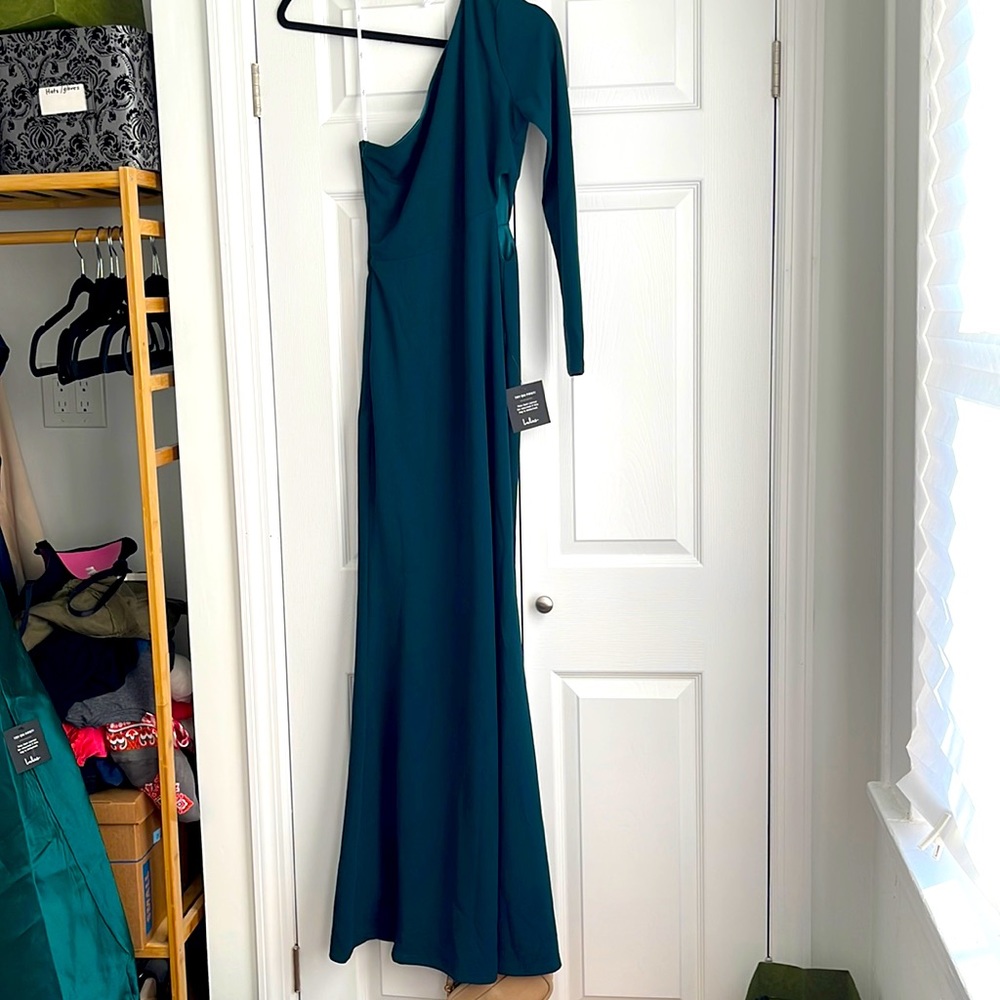 Dark green off the shoulder dress